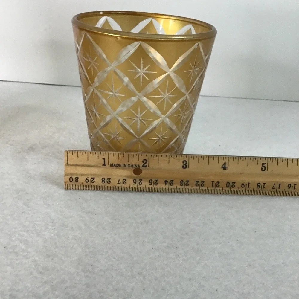 The‎ Bombay Company Set Of Gold Star Etched Tea Light Candle Holders